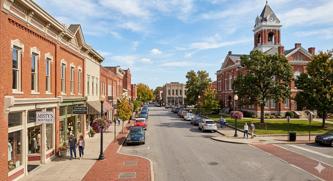 Historic downtown Franklin Tennessee architecture near the courthouse